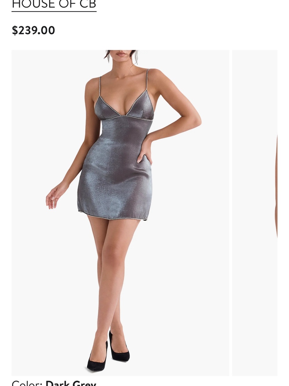 House of CB Silver-Gray Satin Slip Chemise